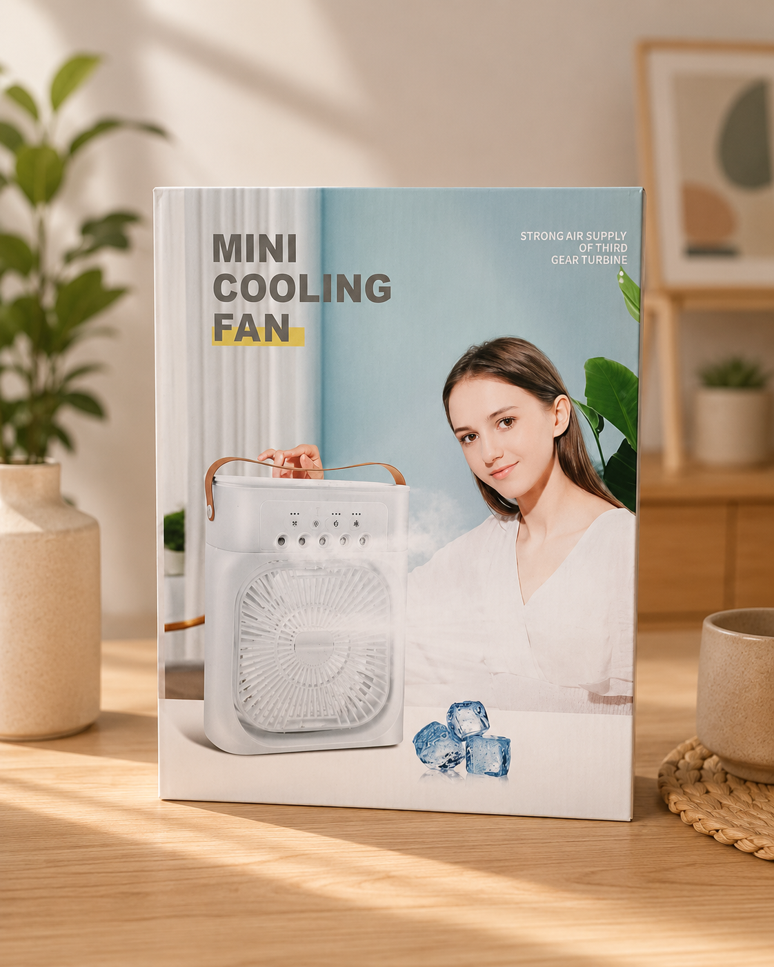 MINI COOLING FAN - STRONG AIR SUPPLY OF THIRD GEAR TURBINE - BLACK IN COLOR