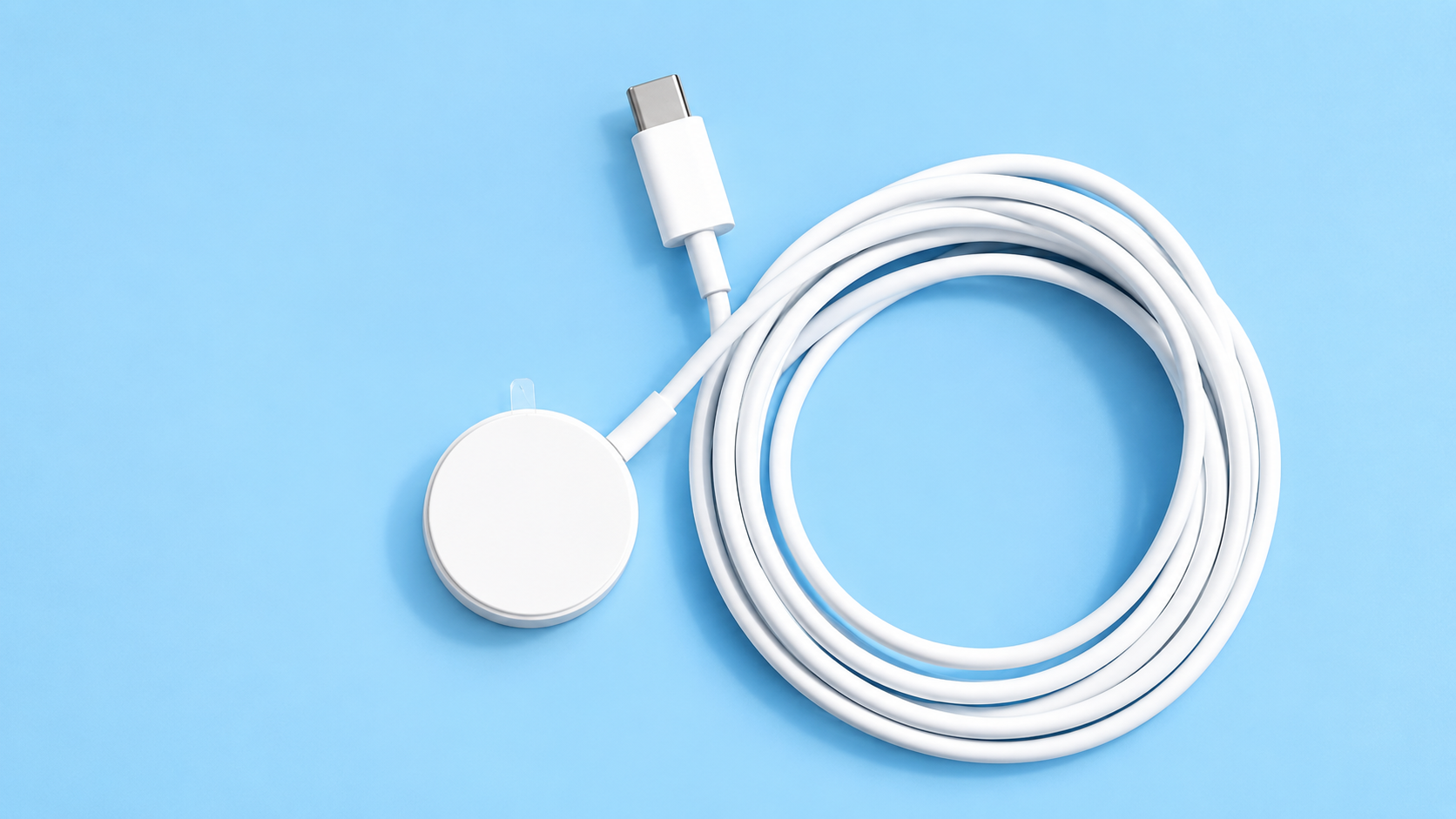 MAGNETIC SMART WATCH CHARGER WITH CHARGING CABLE - WHITE EDITION