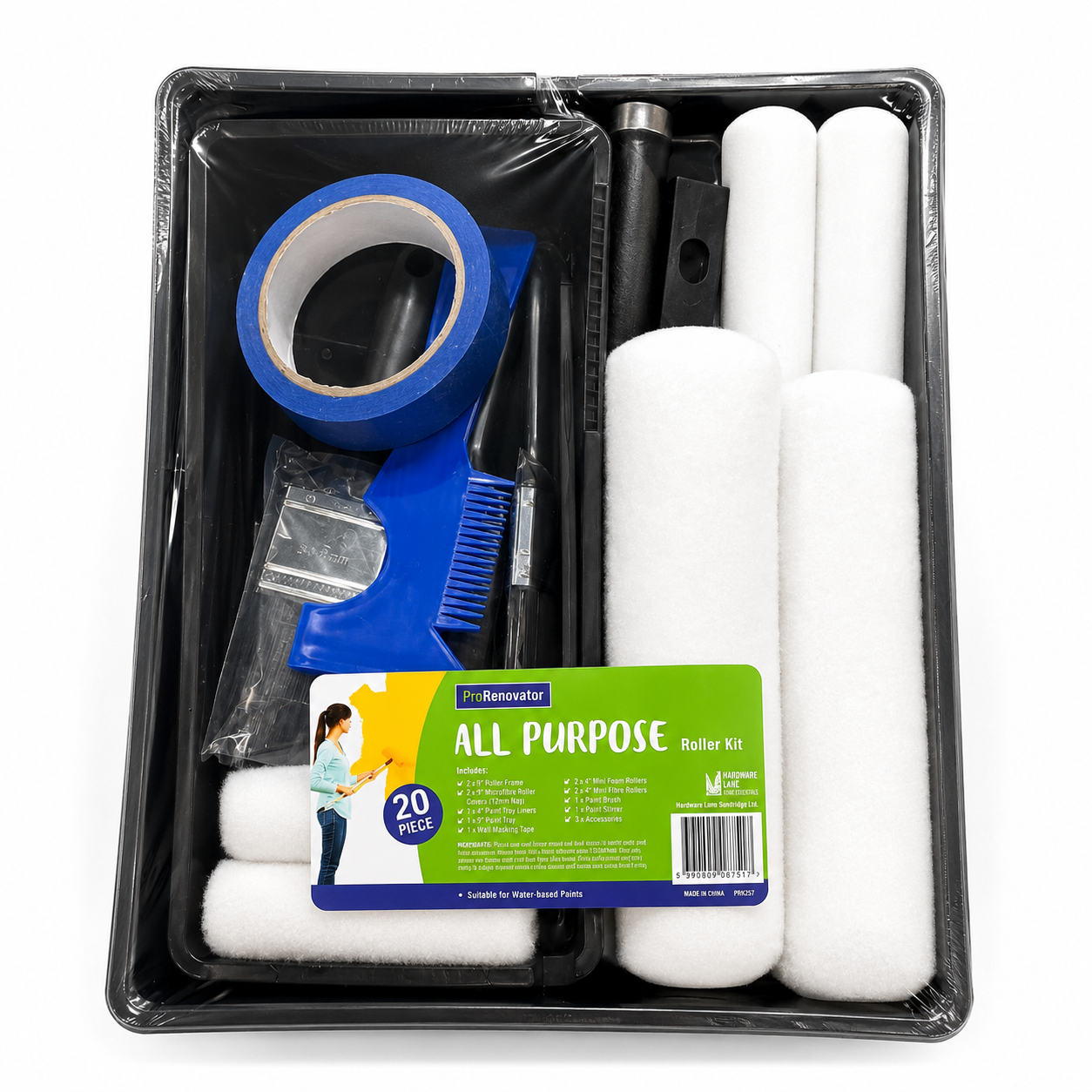PRORENOVATOR ALL PURPOSE ROLLER KIT - INCLUDES 20 PIECES - SUITABLE FOR WATER BASED PAINTS