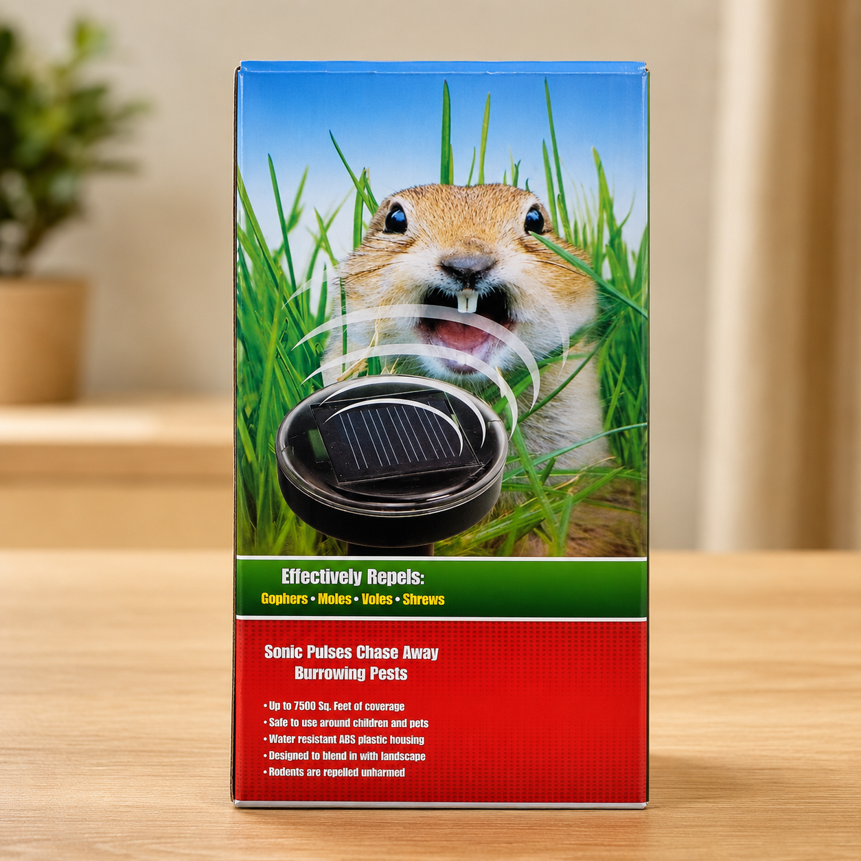 SOLAR POWERED SONIC PULSE REPELS : GOPHERS,MOLES, VOLES, SHREWS