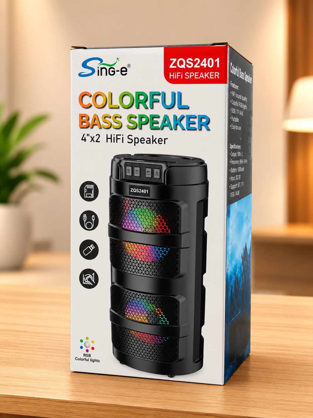 COLORFUL BASS SPEAKER - MODEL:ZQS2401 (SING-e)