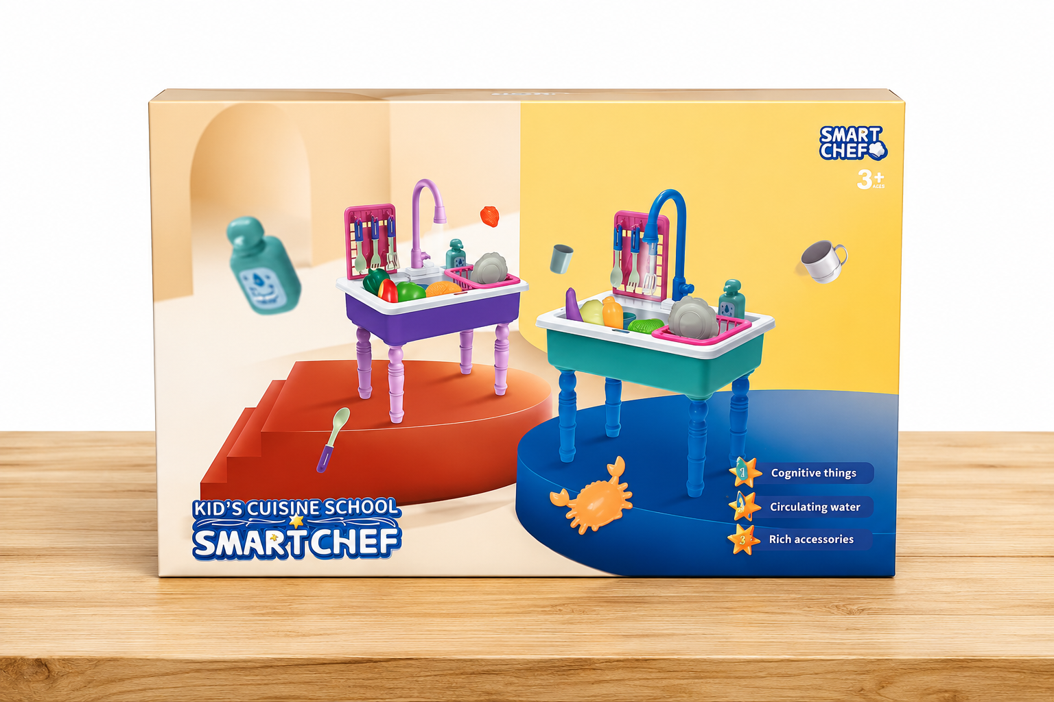 SMART CHEF KIDS CUISINE SCHOOL KITCHEN PLAY SET - HELP CHILDREN DEVELOP GOOD LIVING HABITS - FOR 3 YEARS ABOVE