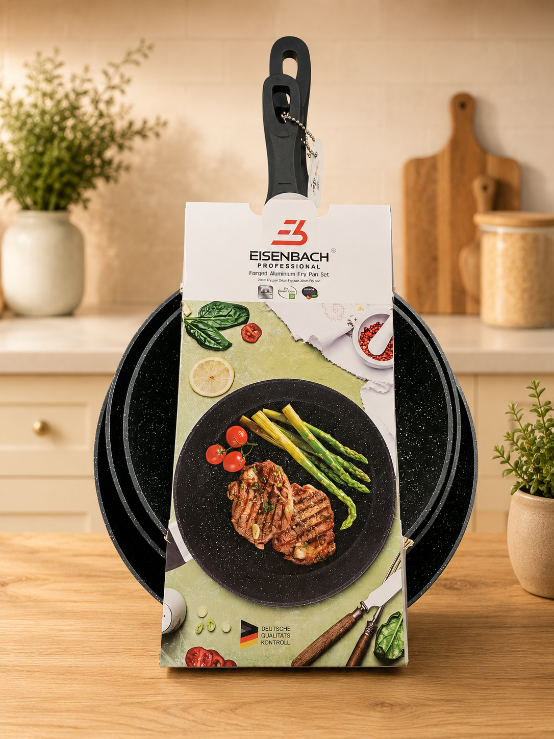 FORGED ALUMINUM FRY PAN SET - SET OF 3 PANS IN 3 DIFFERENT SIZES by EISENBACH
