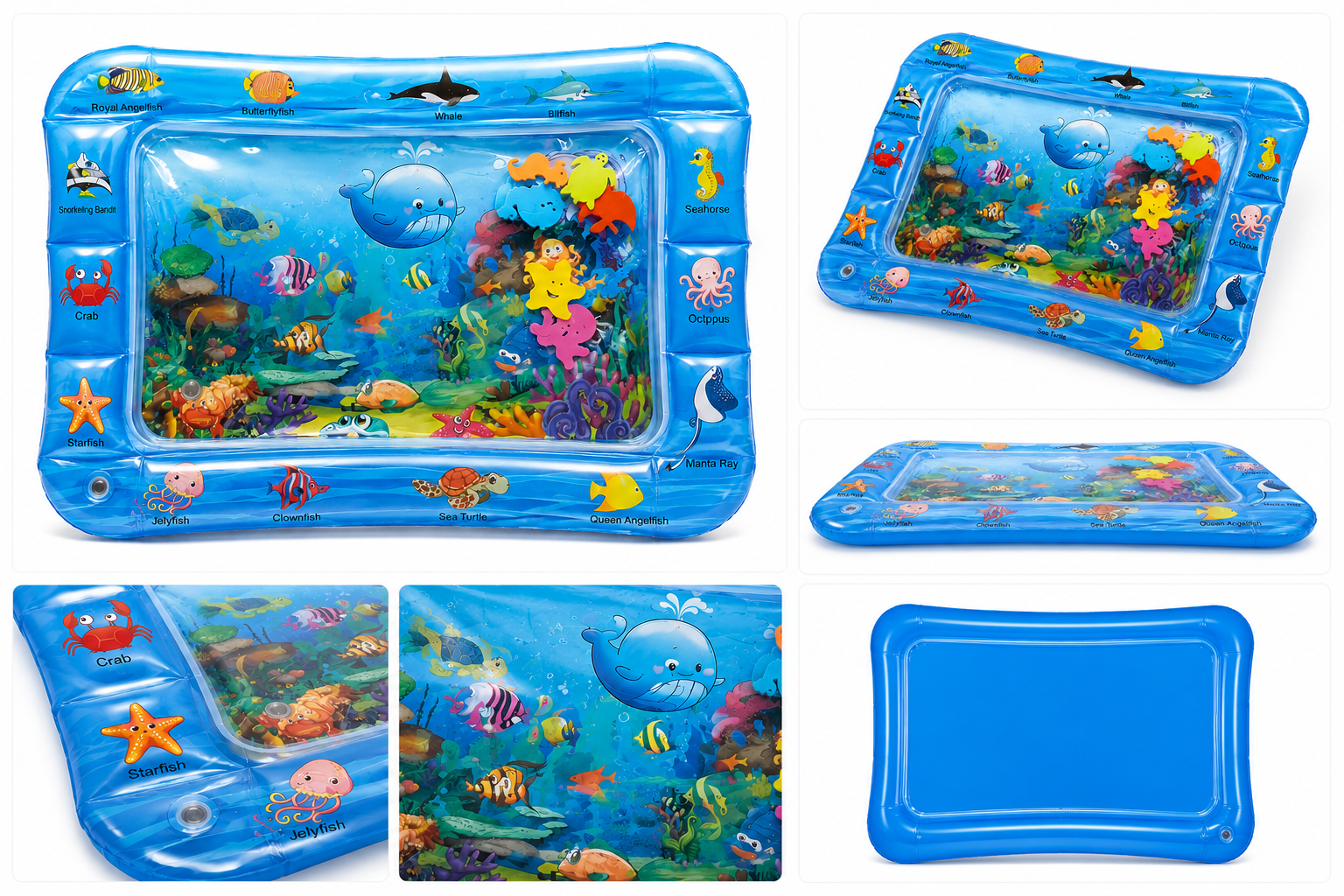 BABY WATER PLAY MAT - SEALIFE THEME FOR BABIES AGED 3 MONTHS AND ABOVE - NON-TOXIC & BPA-FREE