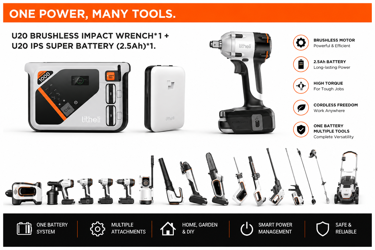 U20 BRUSHLESS IMPACT WRENCH - by LITHELI