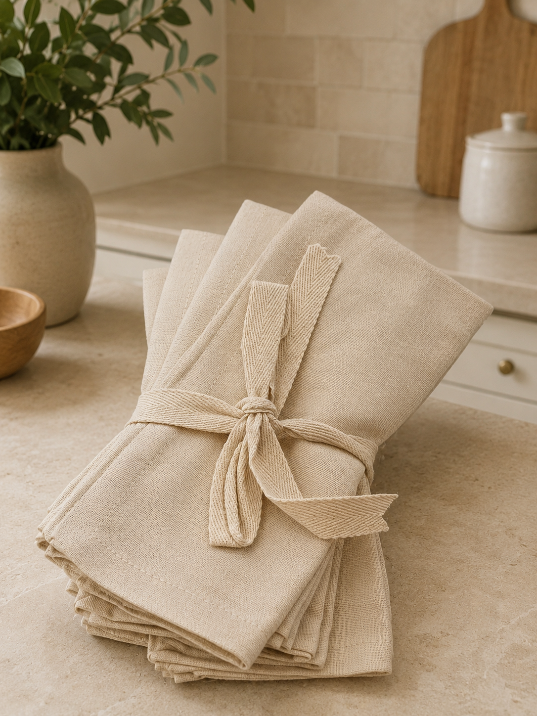 HIGH ST BRAND - COTTON NAPKINS - FOR KITCHEN/HOUSEHOLD USE- SET OF 4/PACK - (40*40CM)