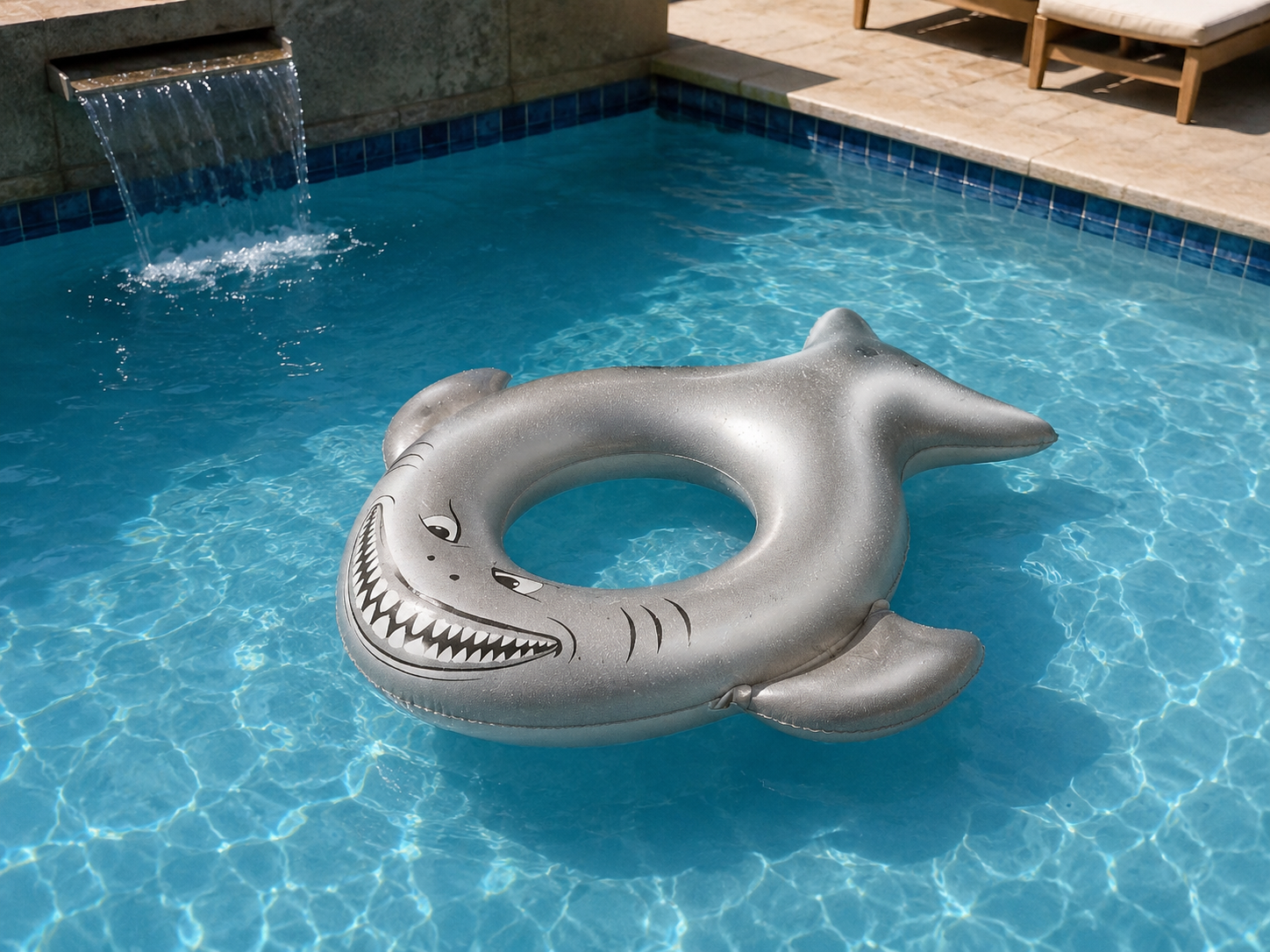 SHARK INFLATABLE POOL FLOAT RING - SILVER GREY EDITION - FOR KIDS TO ENJOY IN SUMMER