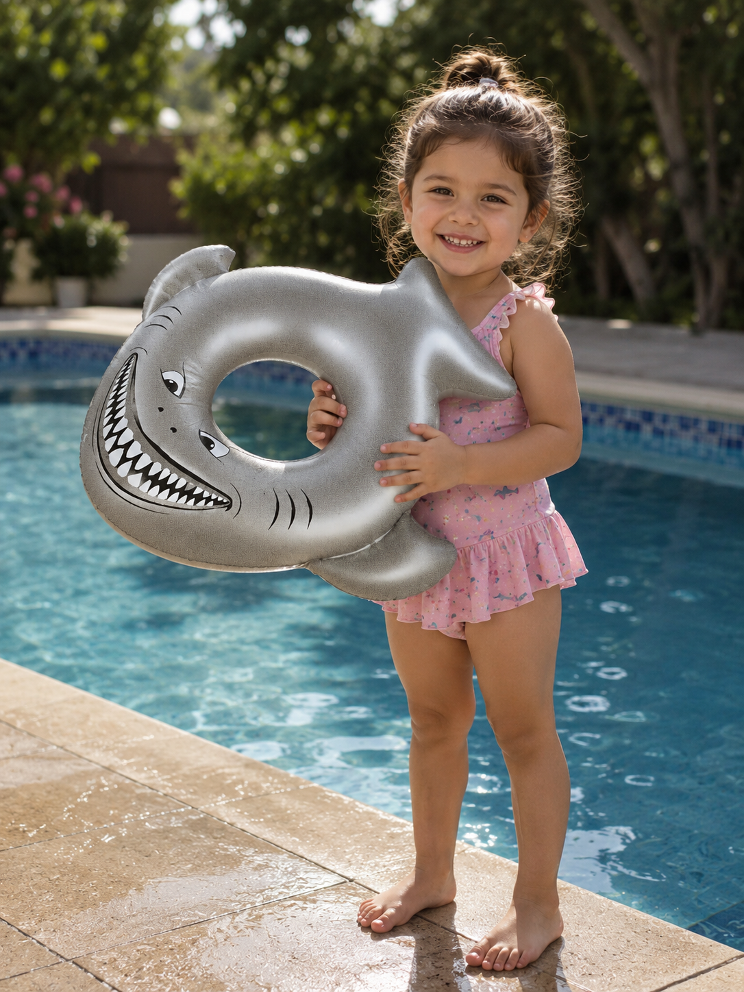 SHARK INFLATABLE POOL FLOAT RING - SILVER GREY EDITION - FOR KIDS TO ENJOY IN SUMMER