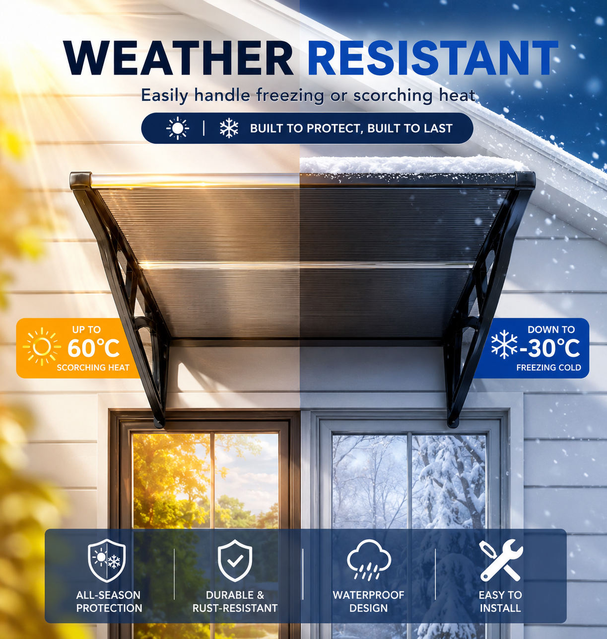 DOOR CANOPY AWNING - IN BRONCE EDITION - DURABLE + WATER RESISTANT