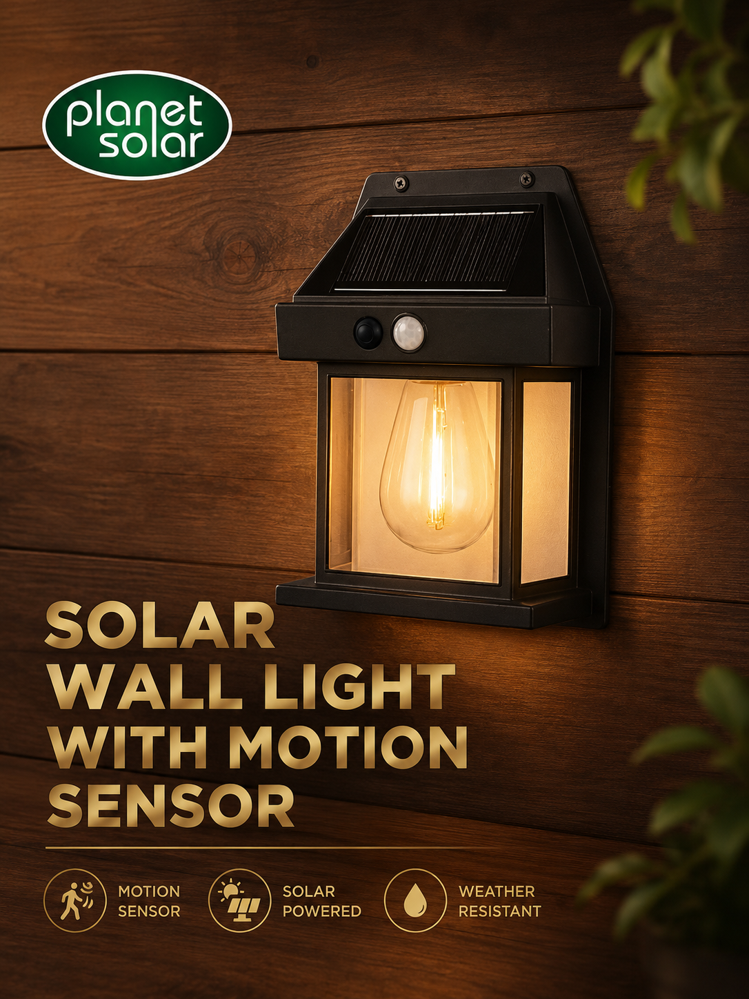 SOLAR WALL LIGHT - MOTION SENSOR - by PLANET SOLAR