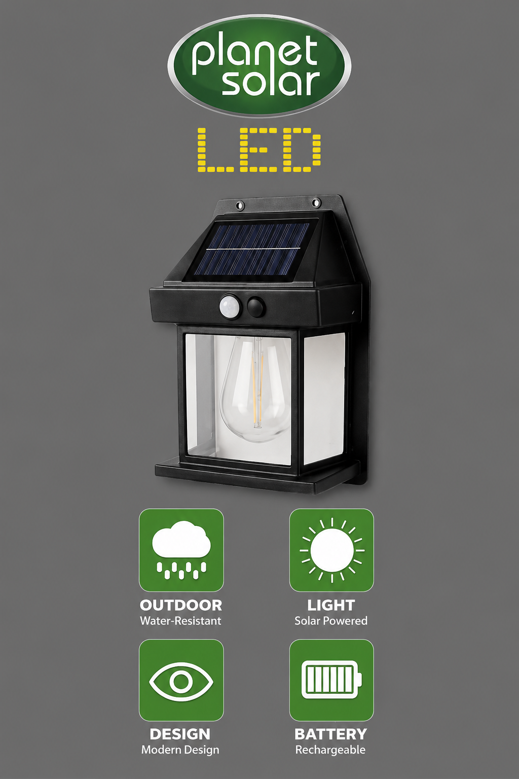SOLAR WALL LIGHT - MOTION SENSOR - by PLANET SOLAR