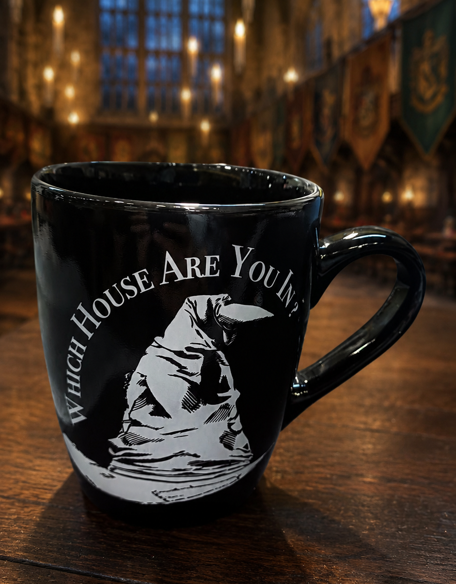 HARRY POTTER MUG - HOUSE REVEAL MUG - BLACK EDITION - 14 YEARS+