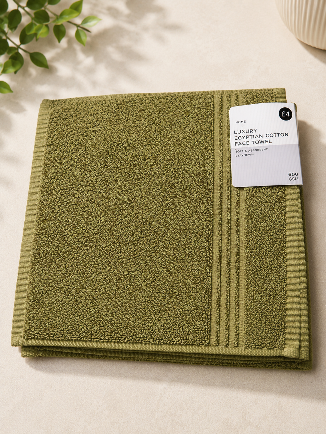 High Street 2 Pack Luxury Egyptian Cotton Face Towel – 600 GSM Soft & Absorbent Face Cloth 30 × 30cm
