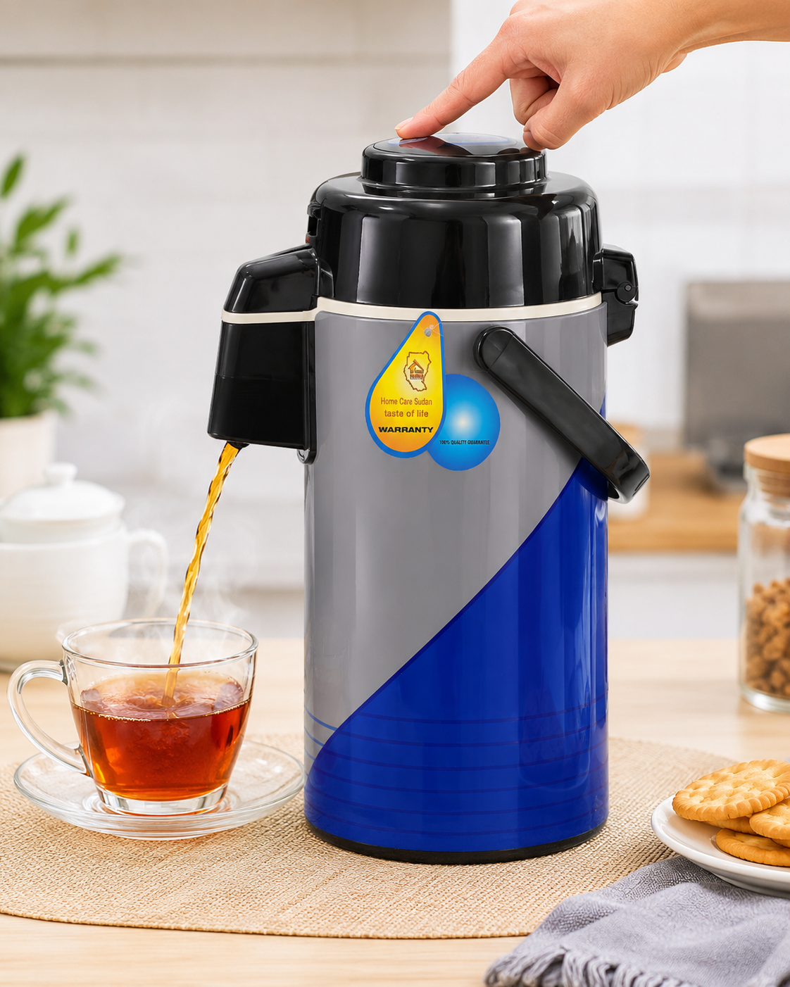 3.2L Airpot Pump Thermos Flask – Large Capacity Insulated Hot & Cold Beverage Dispenser with Push Button Pouring