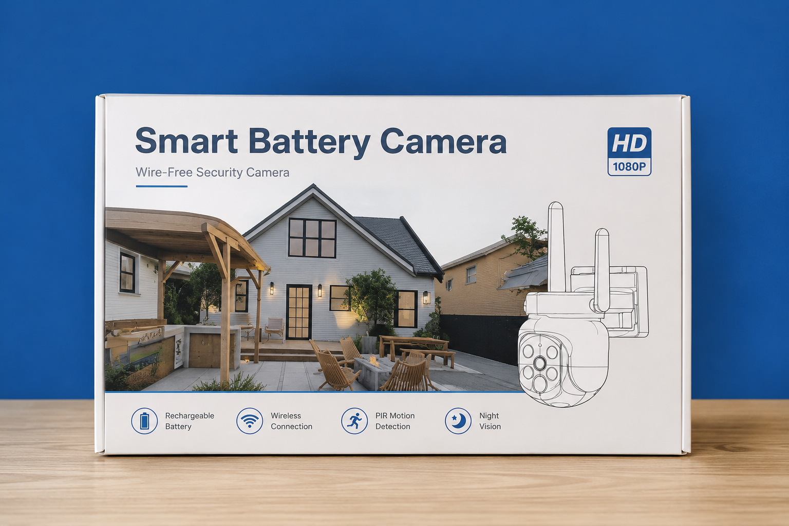 SMART BATTERY CAMERA, WIRE FREE SECURITY CAMERA…CLEAR RESOLUTION