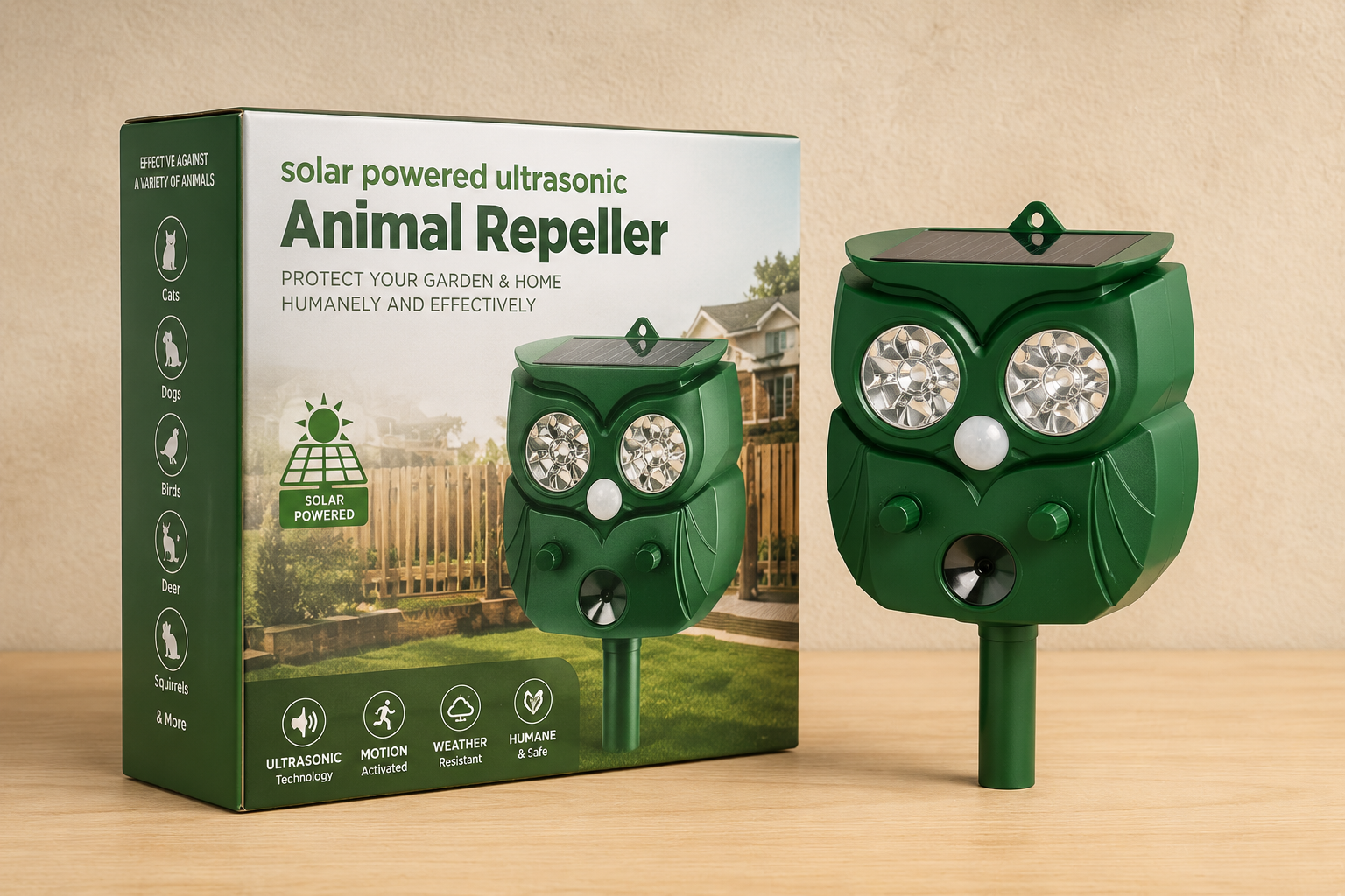 ANIMAL REPELLAR - SOLAR POWERED ULTRASONIC