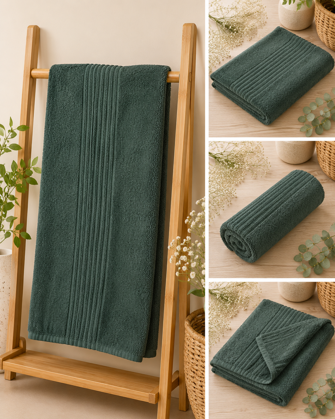HIGH ST BRAND - DARK GREEN BATH TOWEL -70*125cm