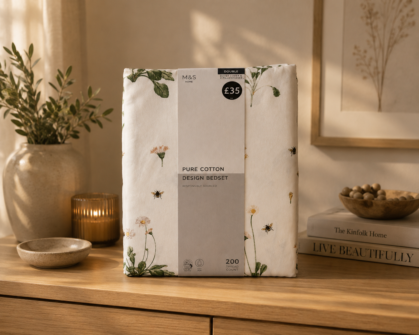 HIGH ST BRAND - SUMMER EDITION COTTON BEDSET - DUVET COVER + 2PILLOW CASES - DOUBLE