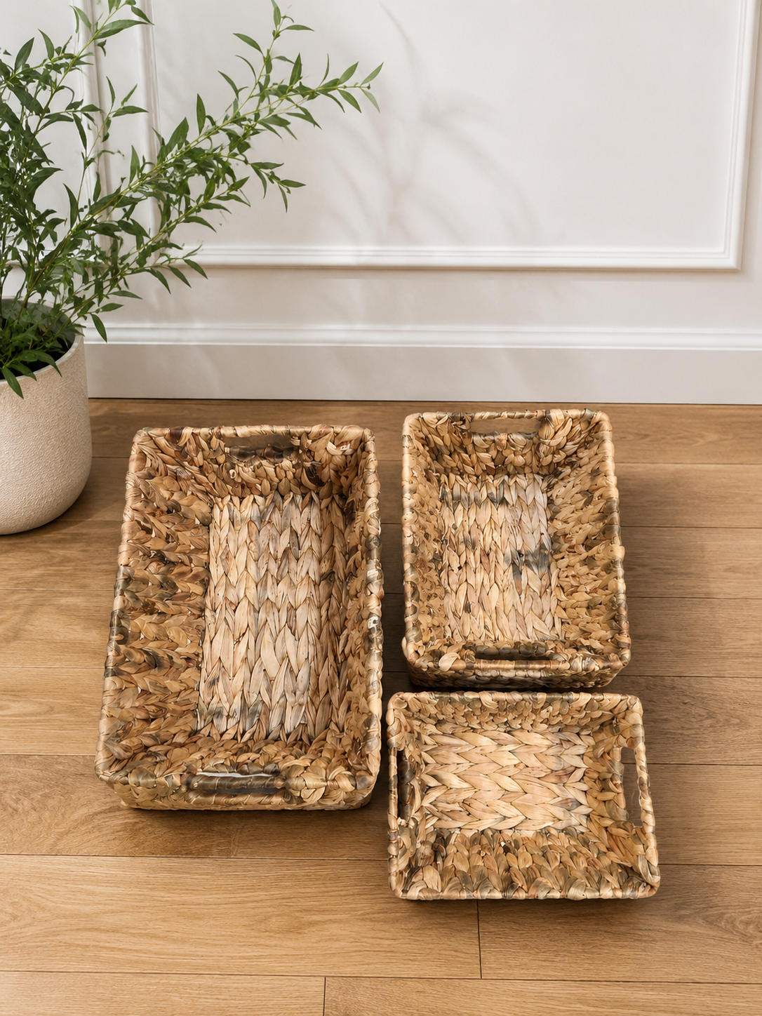 WOVEN BASKETS - SET OF 3 - LARGE,MEDIUM,SMALL