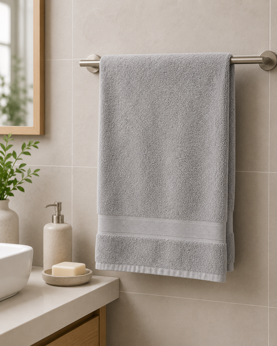 HIGH ST BRAND - LIGHT GREY HAND TOWEL - (50*85CM)