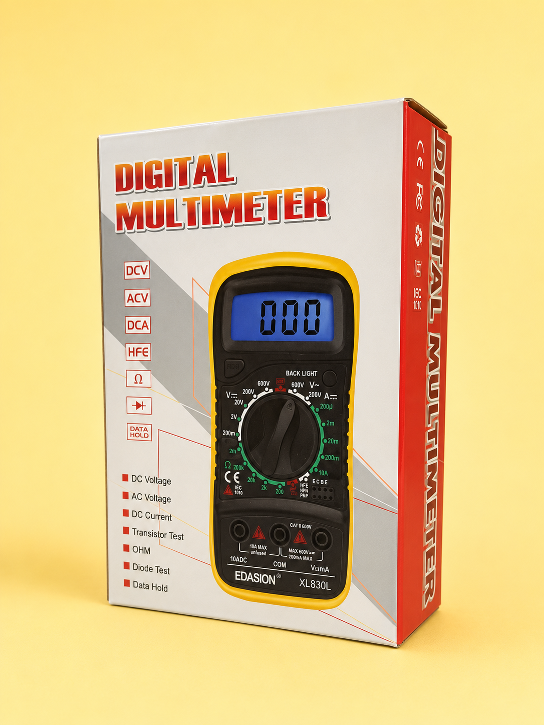 Digital Multimeter Voltmeter Battery Voltage Multi Tester Continuity Tester Ohm Volt Ampere Meter AC/DC Voltage Current Resistance Diode Transistor, Large LCD Display and Backlight