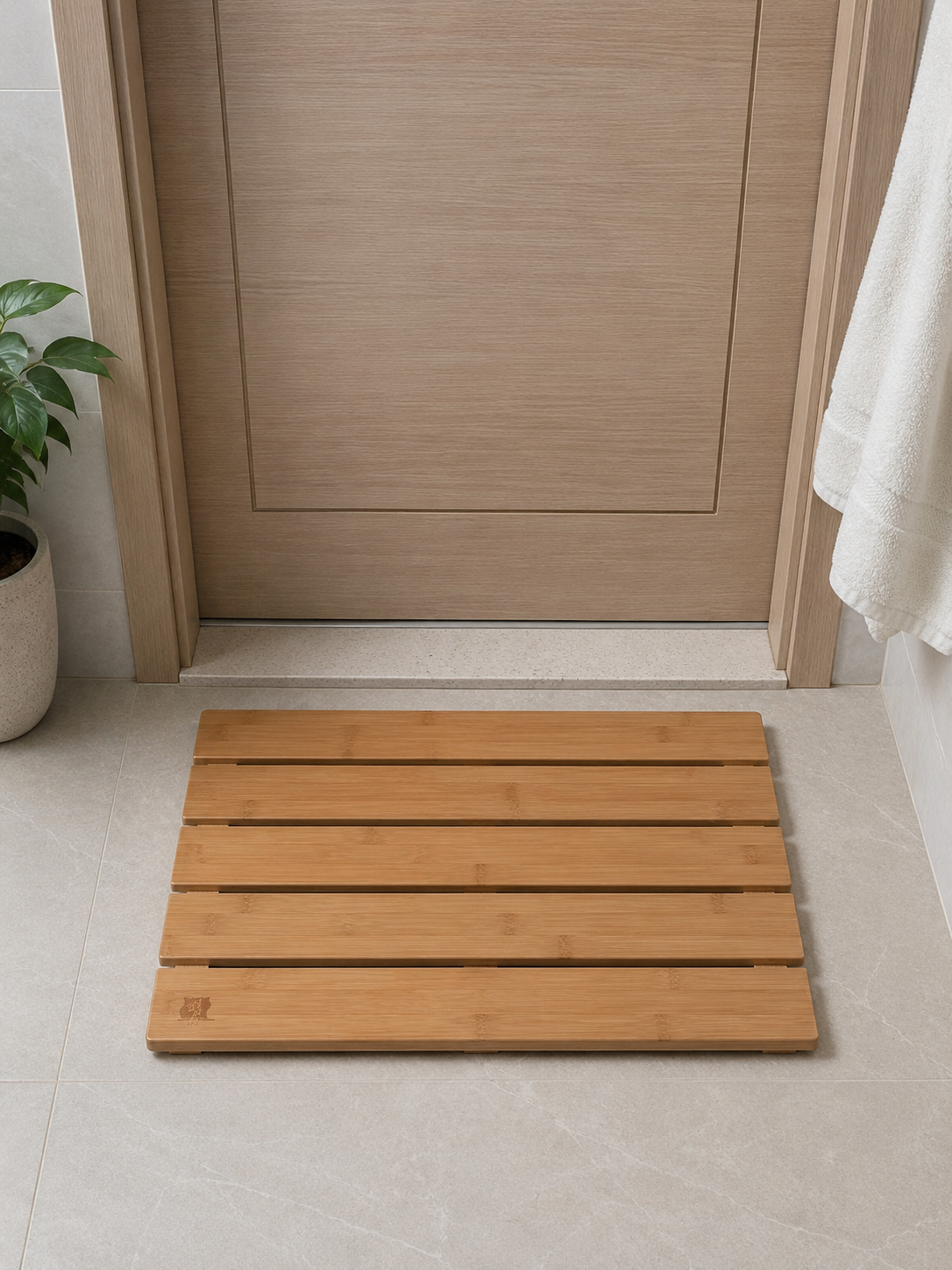 BATHROOM WOODEN MAT + SOAP DISH -20*13 inches- made up of natural bamboo