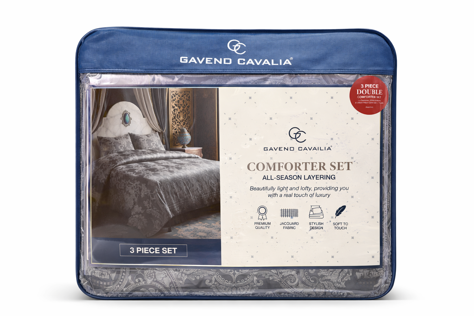 Gaveno Cavailia 3 Piece Comforter Set – Luxury Jacquard Bedding Set