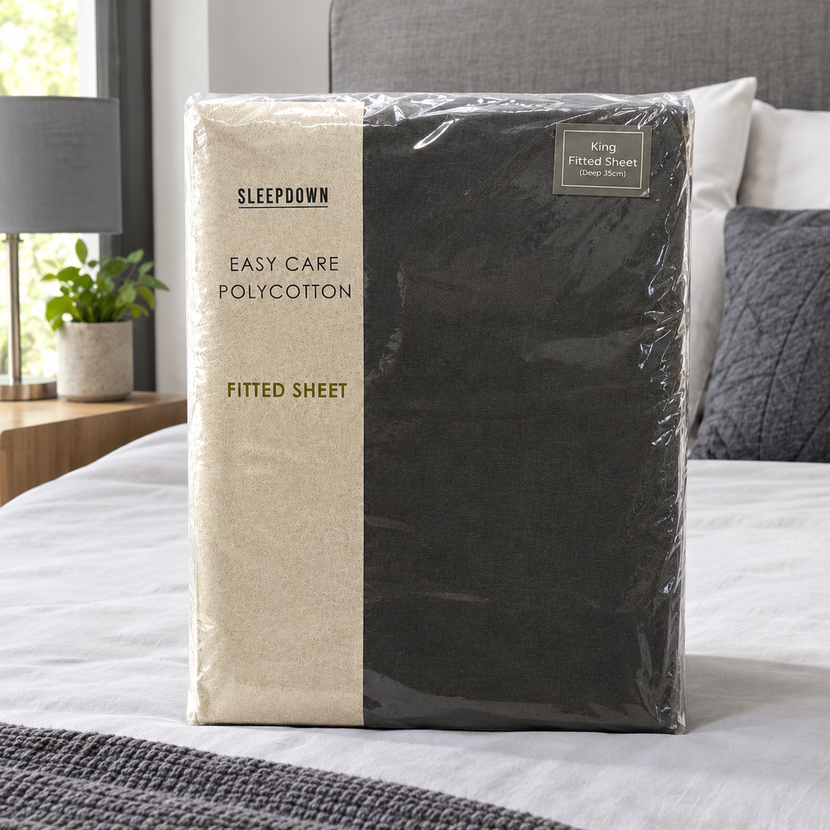 Sleepdown Easy Care Polycotton King Fitted Sheet – Deep 35cm