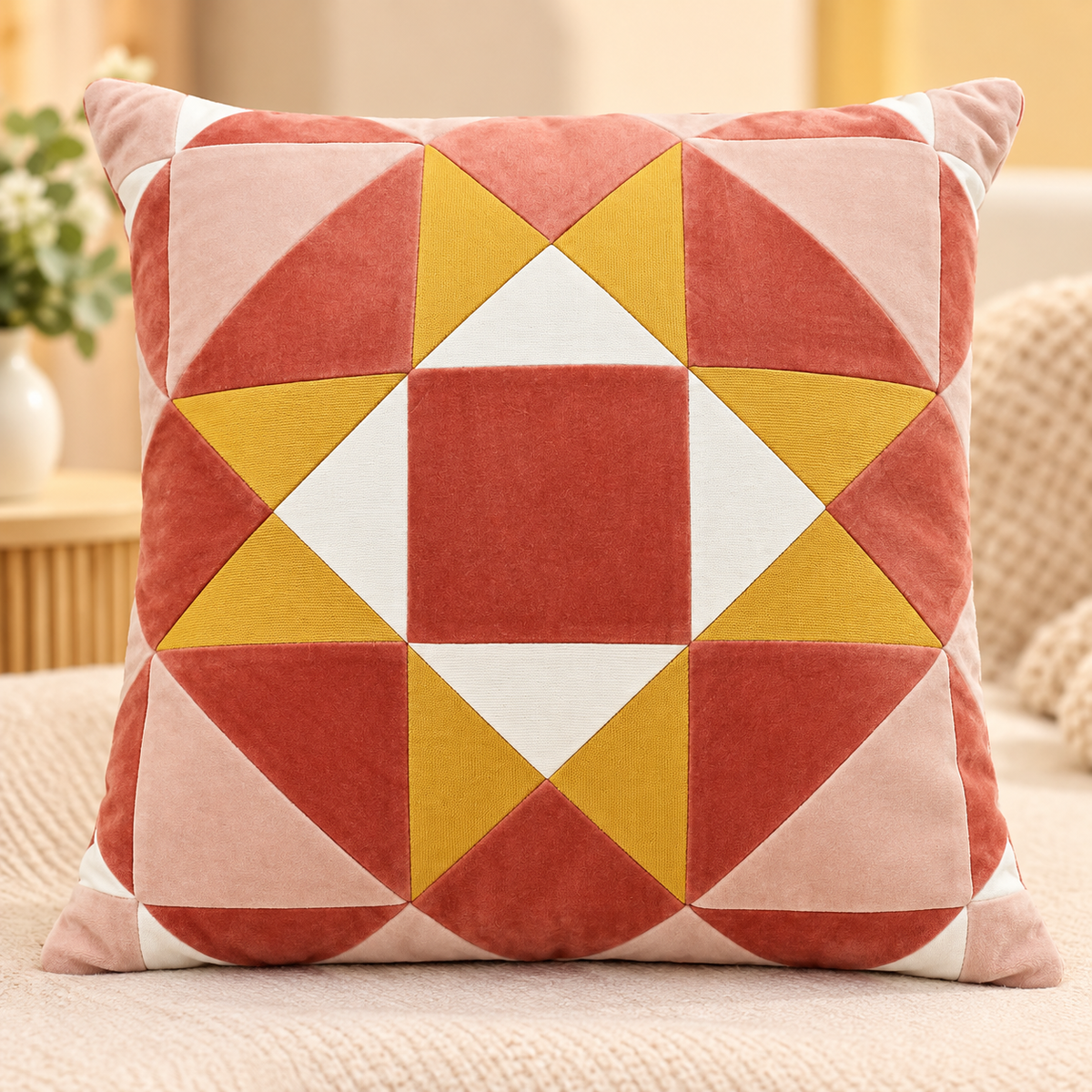HIGH ST BRAND - CUSHION - GEOMETRICAL PATTERN WITH SOFT SHADES