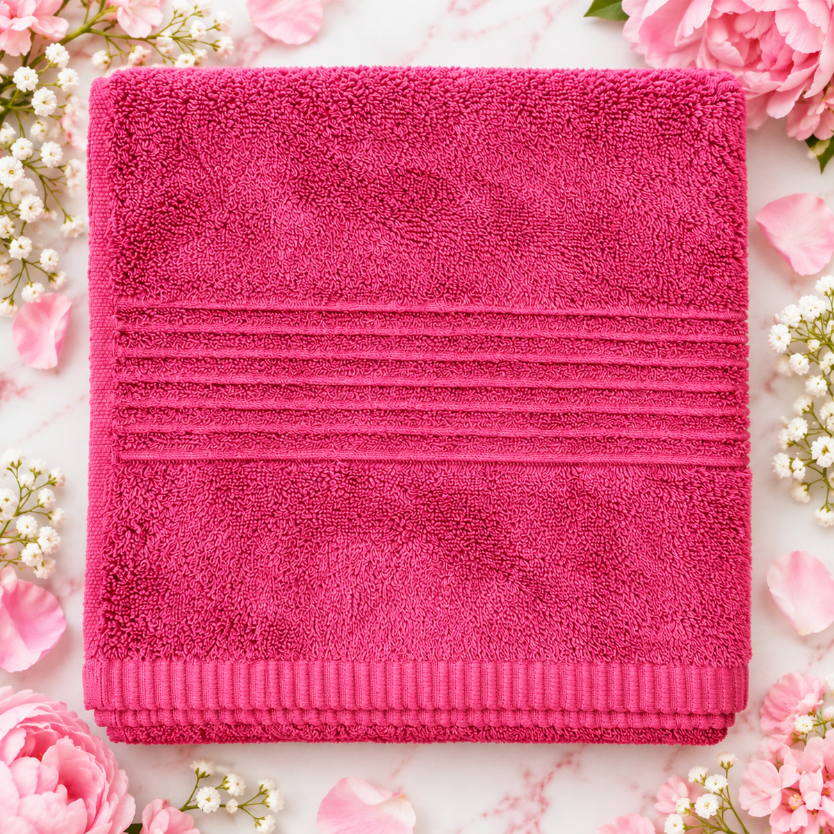 Premium high street, luxury pure cotton hand towel, beautiful dark pink, soft, plush & highly absorbent, 600gsm, 50cm x 90cm