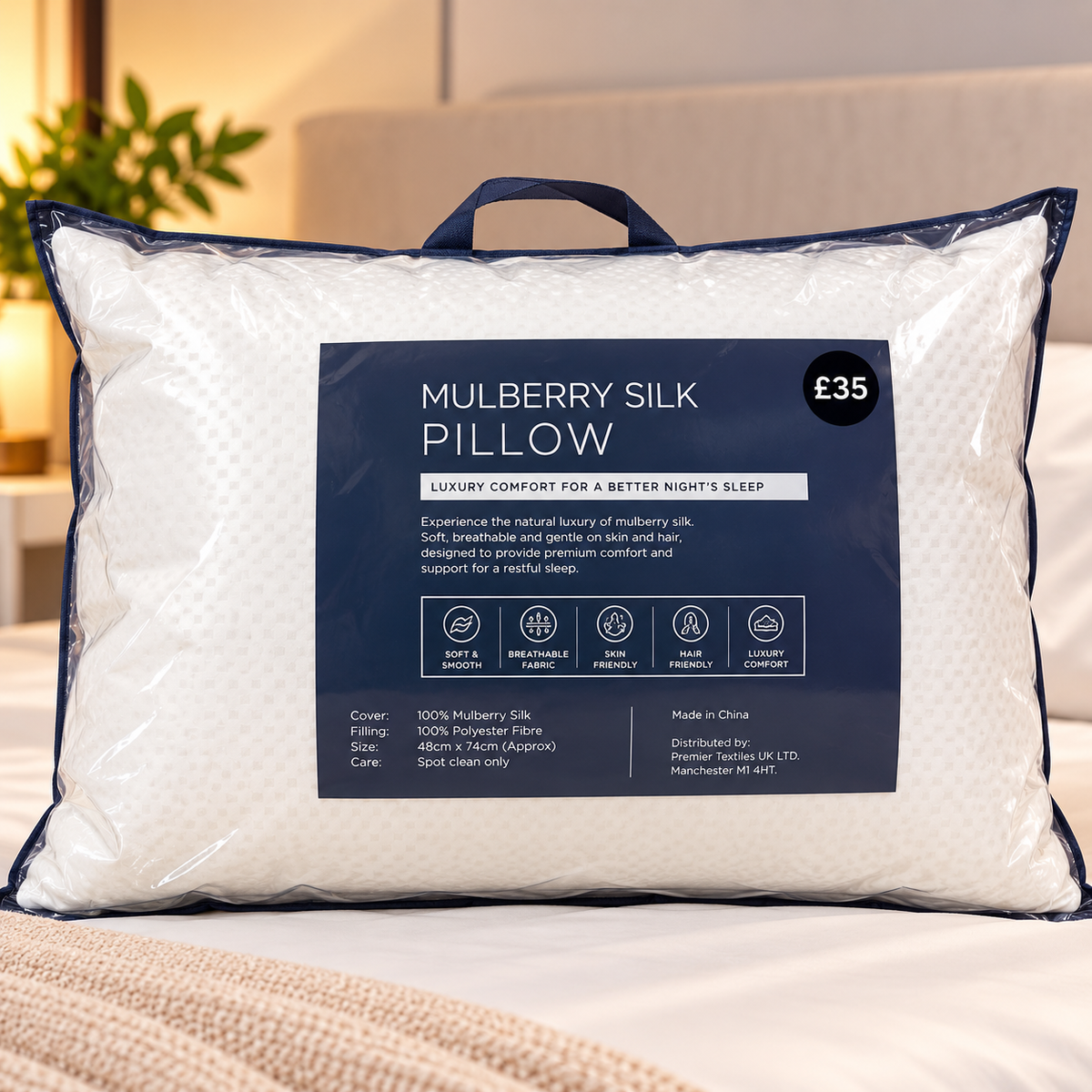 Luxury Mulberry Silk Pillow - Soft Support for Front & Back Sleepers