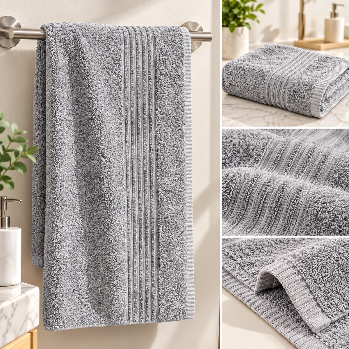 High street Luxury Egyptian Cotton Hand Towel – 600 GSM – Soft & Absorbent – Grey