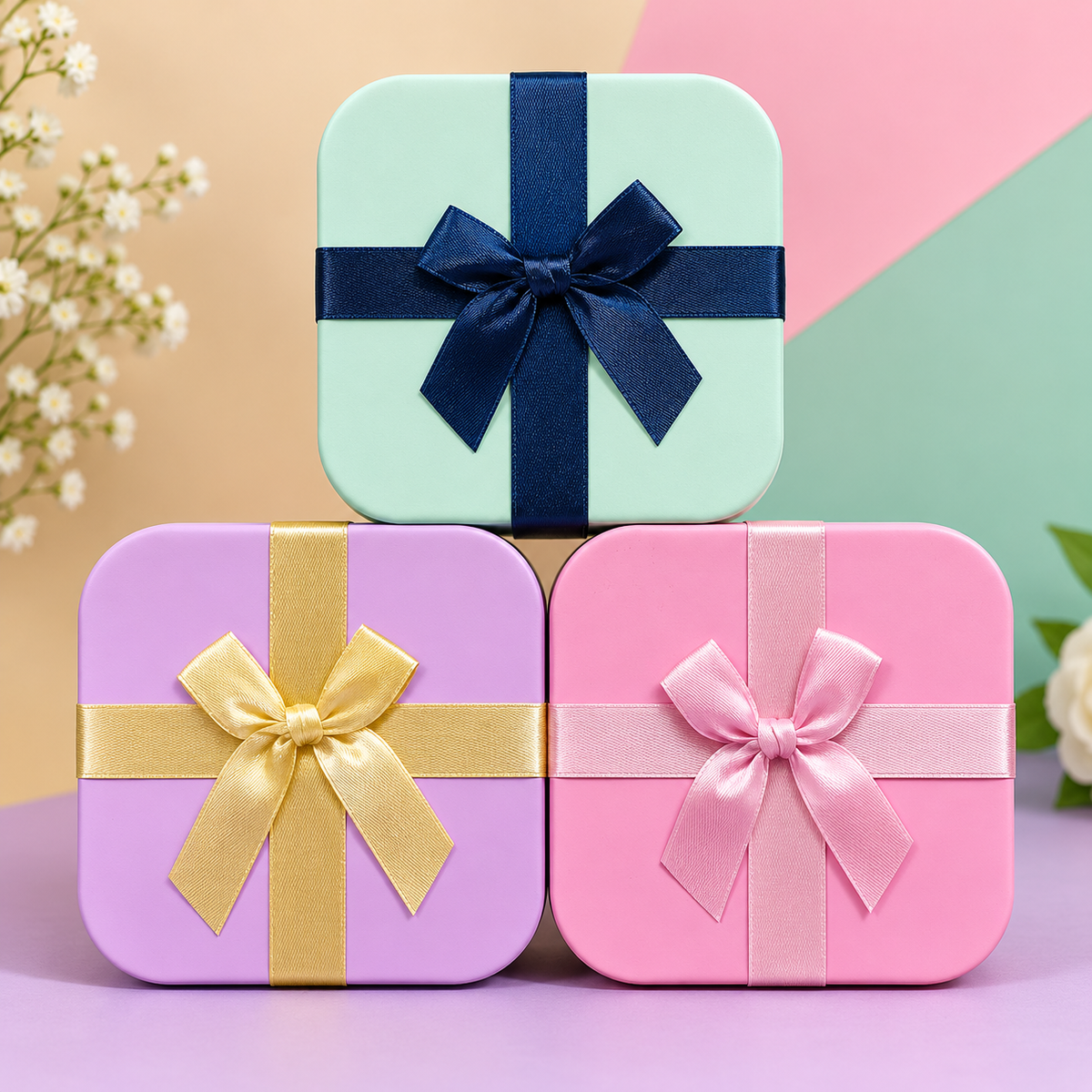 DECORATIVE GIFT BOXES - 3 SHADES TO CHOOSE FOR WRAPING GIFTS ON DISTINCT OCCASIONS