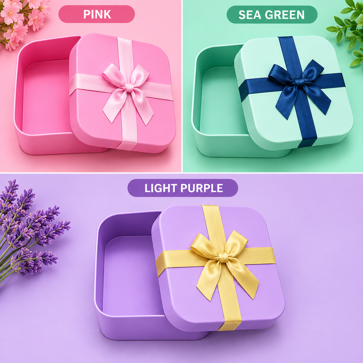 DECORATIVE GIFT BOXES - 3 SHADES TO CHOOSE FOR WRAPING GIFTS ON DISTINCT OCCASIONS