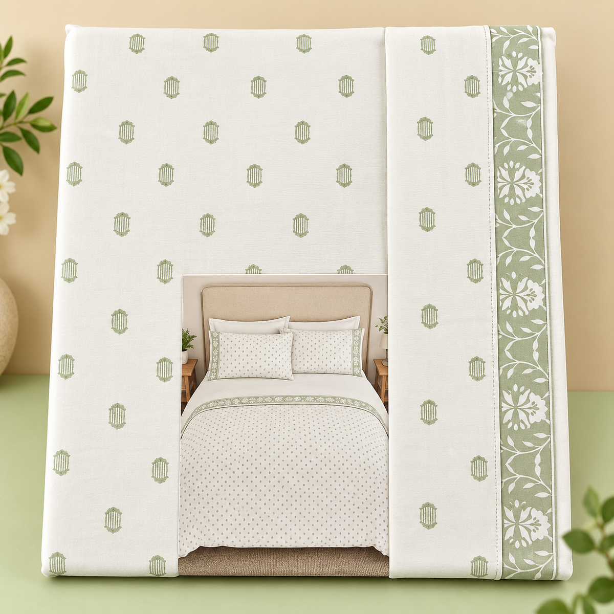 HIGH ST BRAND - PURE COTTON JACQUARD BEDSET - KING SIZE DUVET COVER WITH PILLOW CASES - (228cm*218cm)