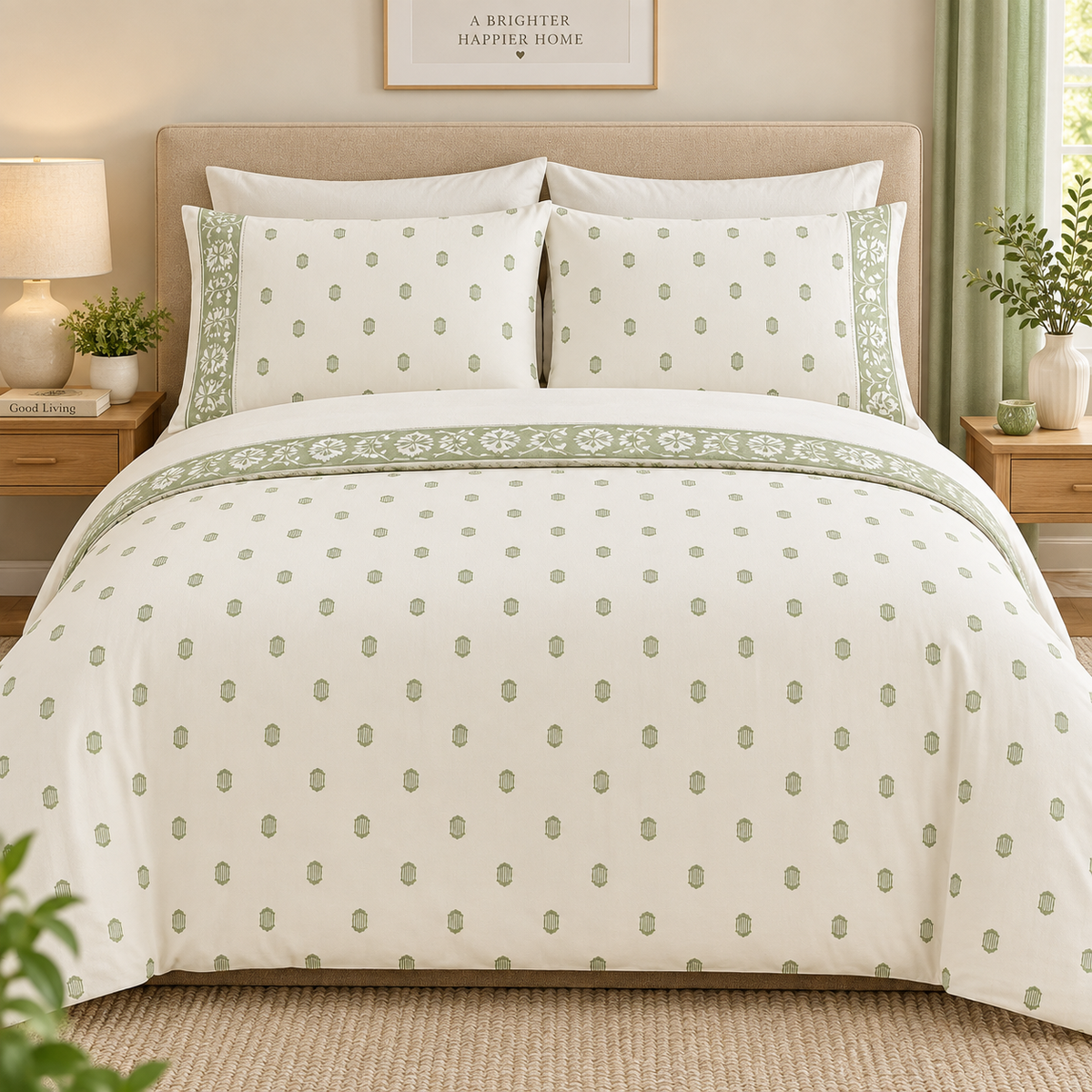 HIGH ST BRAND - PURE COTTON JACQUARD BEDSET - KING SIZE DUVET COVER WITH PILLOW CASES - (228cm*218cm)
