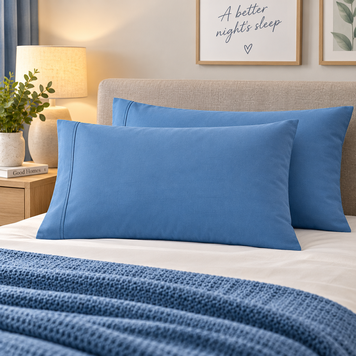 HIGH ST BRAND - 2 PACK KING SIZE PILLOW CASES - LUXURY EGYPTIAN COTTON - 230 THREAD COUNT - (92cm*52cm)
