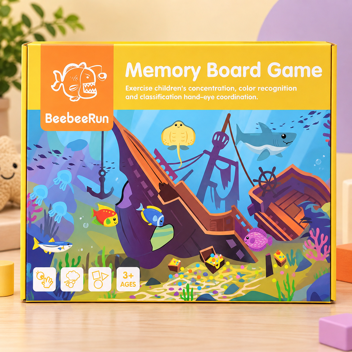 MEMORY BOARD GAME - BEST FOR CHILDREN'S CONCENTRATION, COLOR RECOGNITION & EYE COORDINATION
