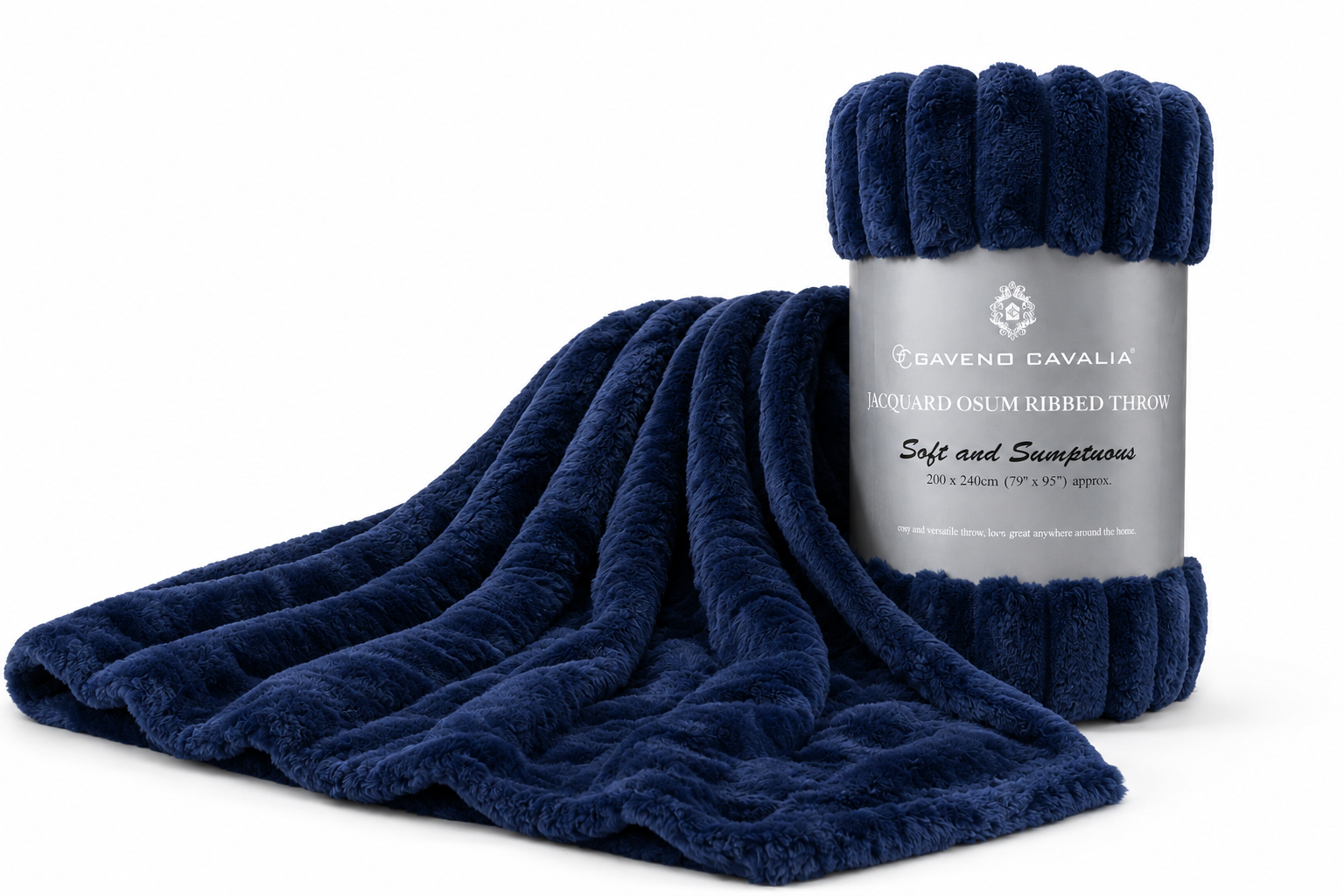 Gaveno Cavailia Jacquard Osum Ribbed Throw Blanket – 200 × 240cm