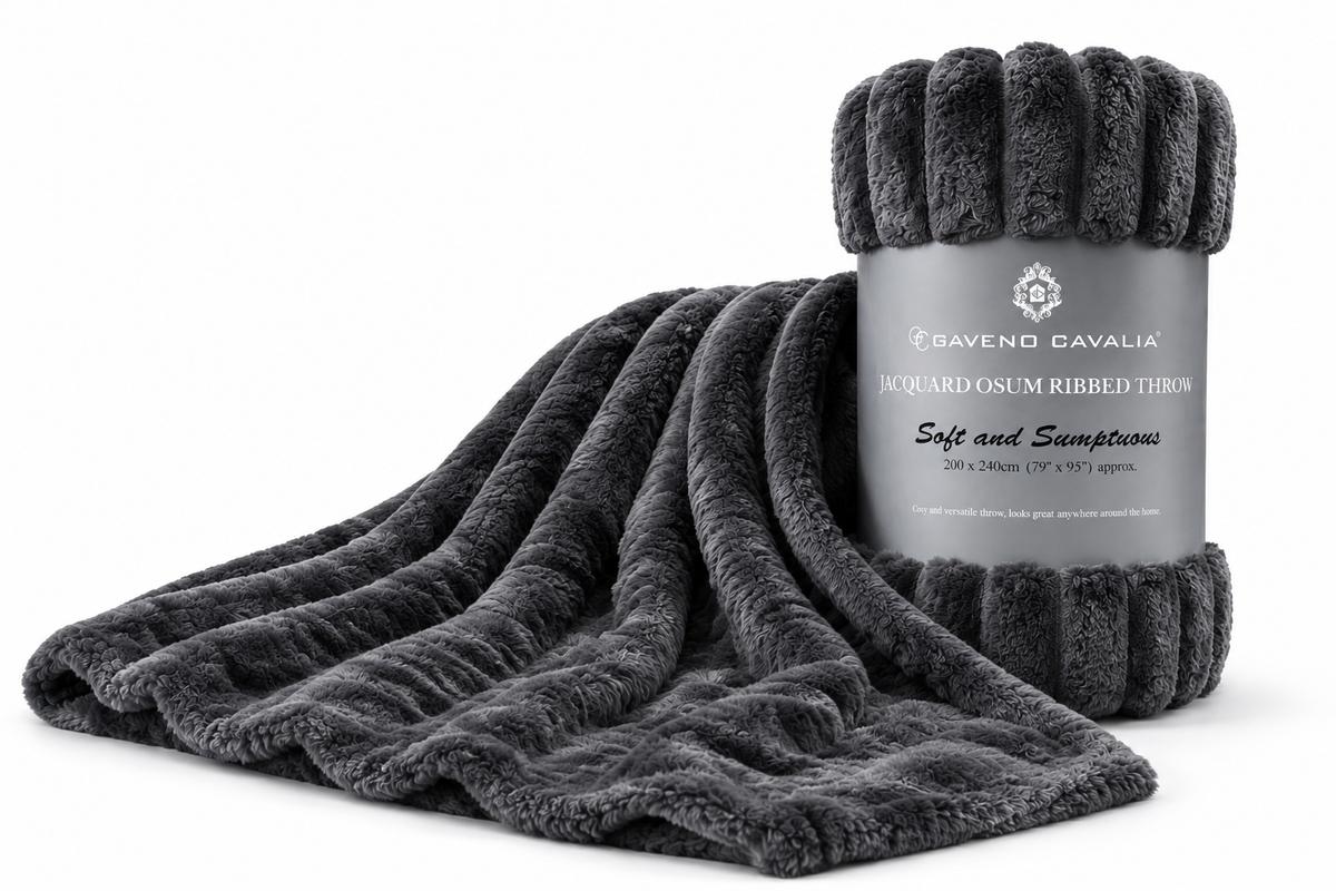 Gaveno Cavailia Jacquard Osum Ribbed Throw Blanket – 200 × 240cm