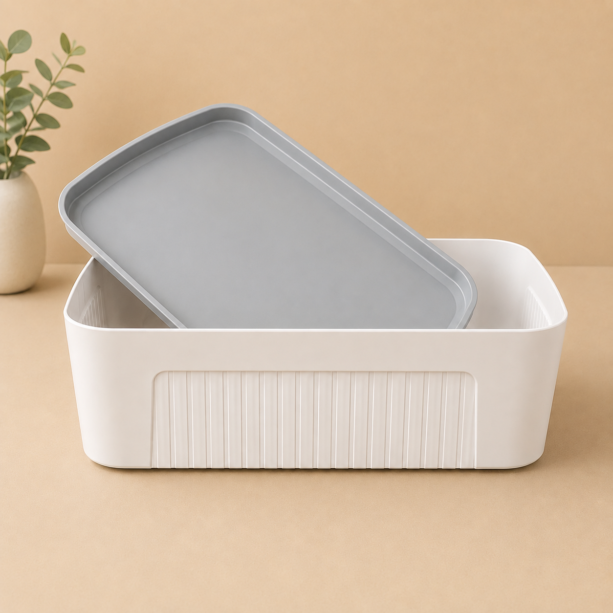 STORAGE BASKET WITH FITTED LID - PERFECT FOR HOME & OFFICE USE