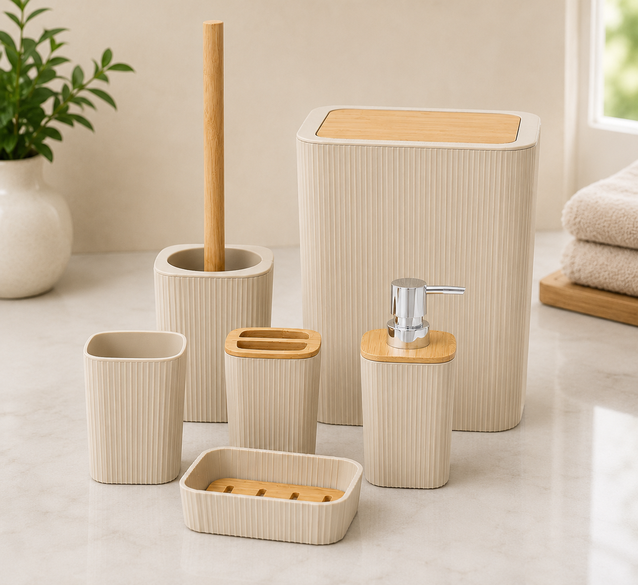 12 PIECE BATHROOM ESSENTIALS SET - BLACK/NATURAL COLOR - CLASSY AND GIVES AESTHETIC LOOK by MAISON TRES