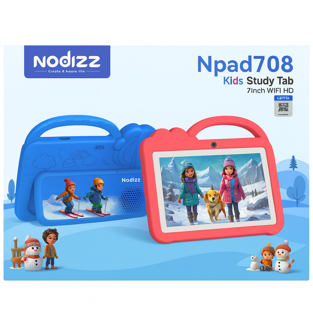 Nodzz NPad708 7-Inch Kids Tablet with Protective Case (Android 14, 4GB RAM + 128GB Storage, WiFi)