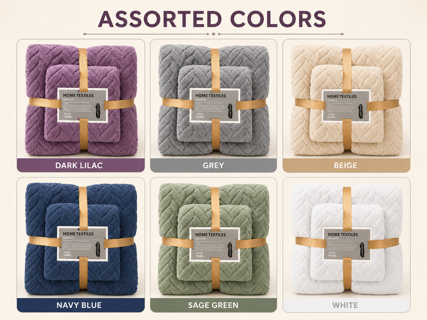 LUXURY SUPER SOFT FACE TOWELS SET - SET OF 2/PACK - ASSORTED SHADES WITH PREMIUM PACKAGING