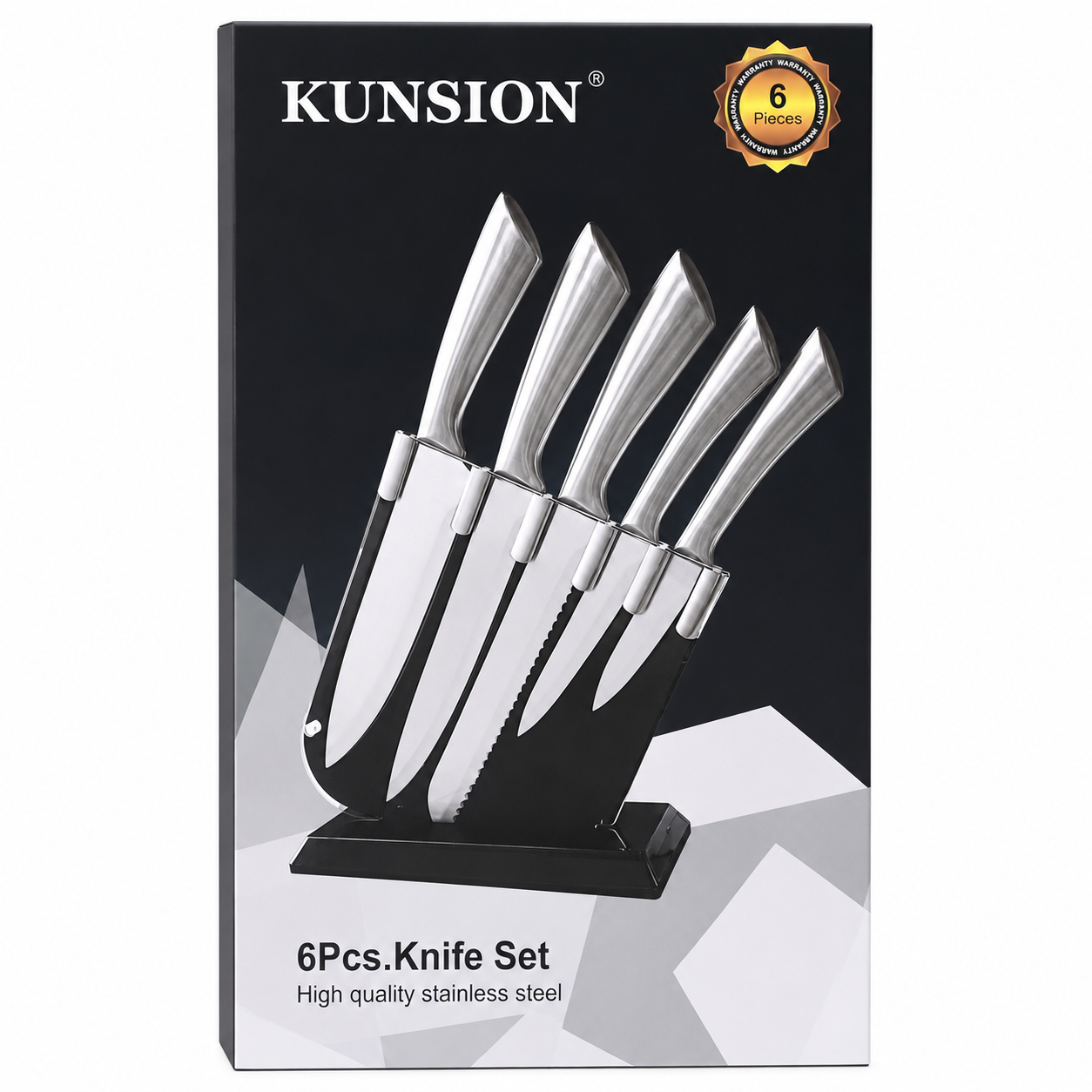 6 PIECE KNIFE SET - INCLUDING KNIFE STAND - BEST TO PLACE ON DINING TABLE FOR ABOVE 18 YEARS AGE - by KUNSION