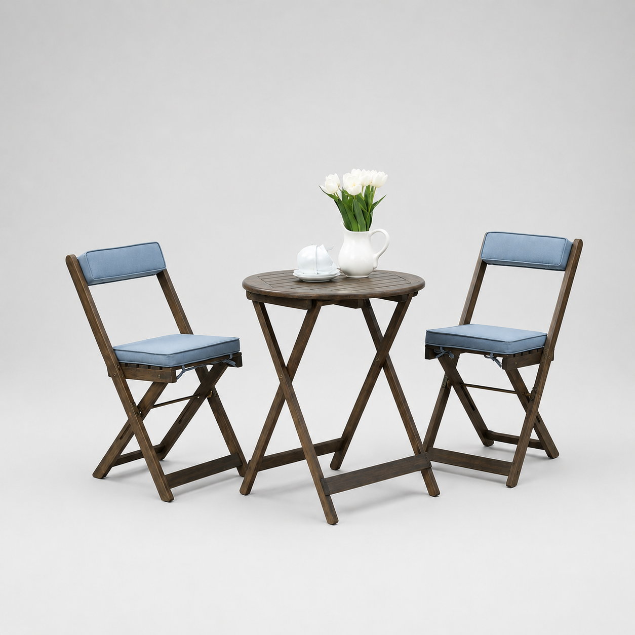 RAFFLES BISTRO SET WITH CUSHIONED SEATS by GREENHURST- Chestnut - 4252