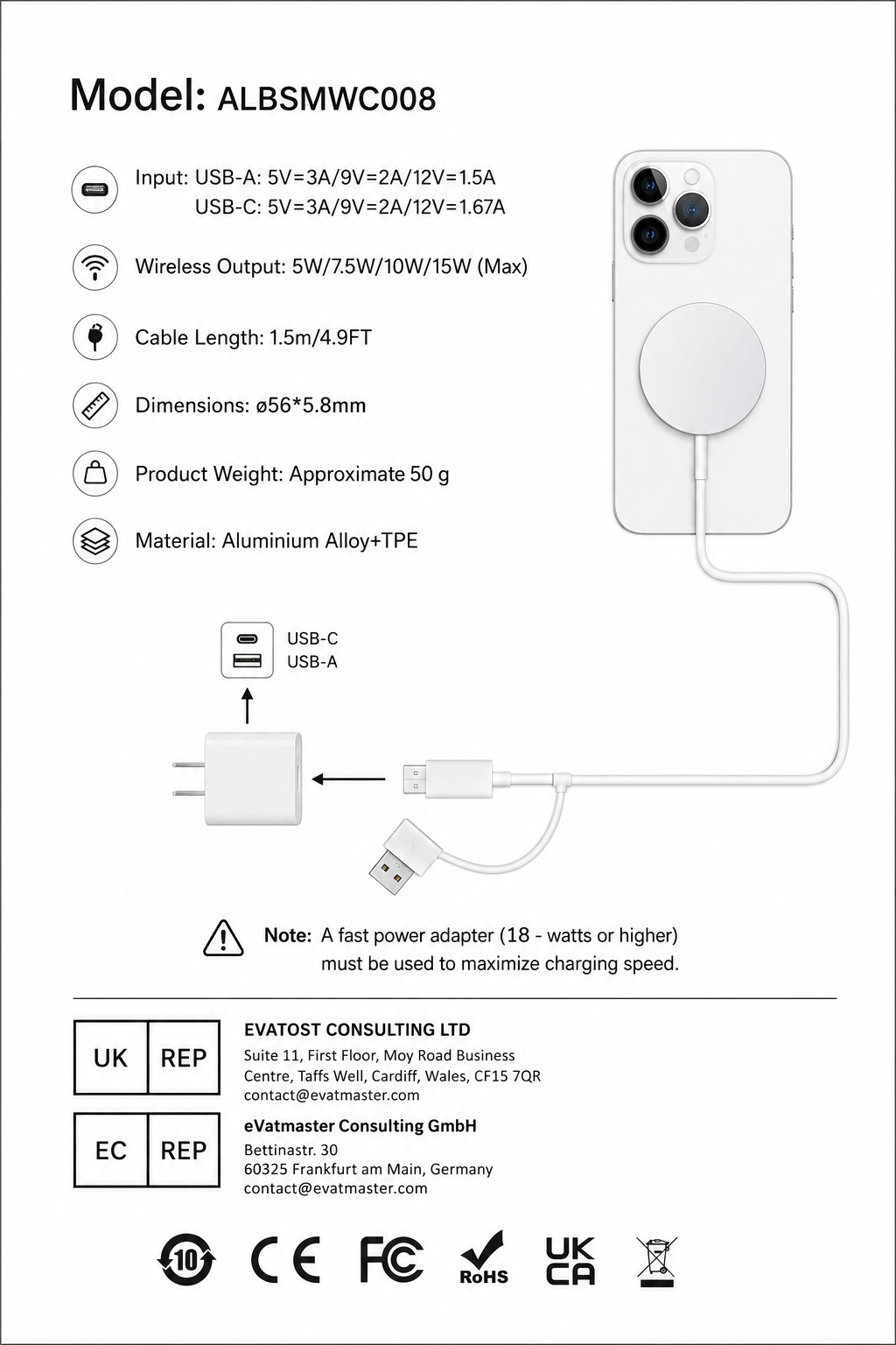 MAGNETIC WIRELESS CHARGER - PORTABLE AND HIGH SPEED CHARGING POWER