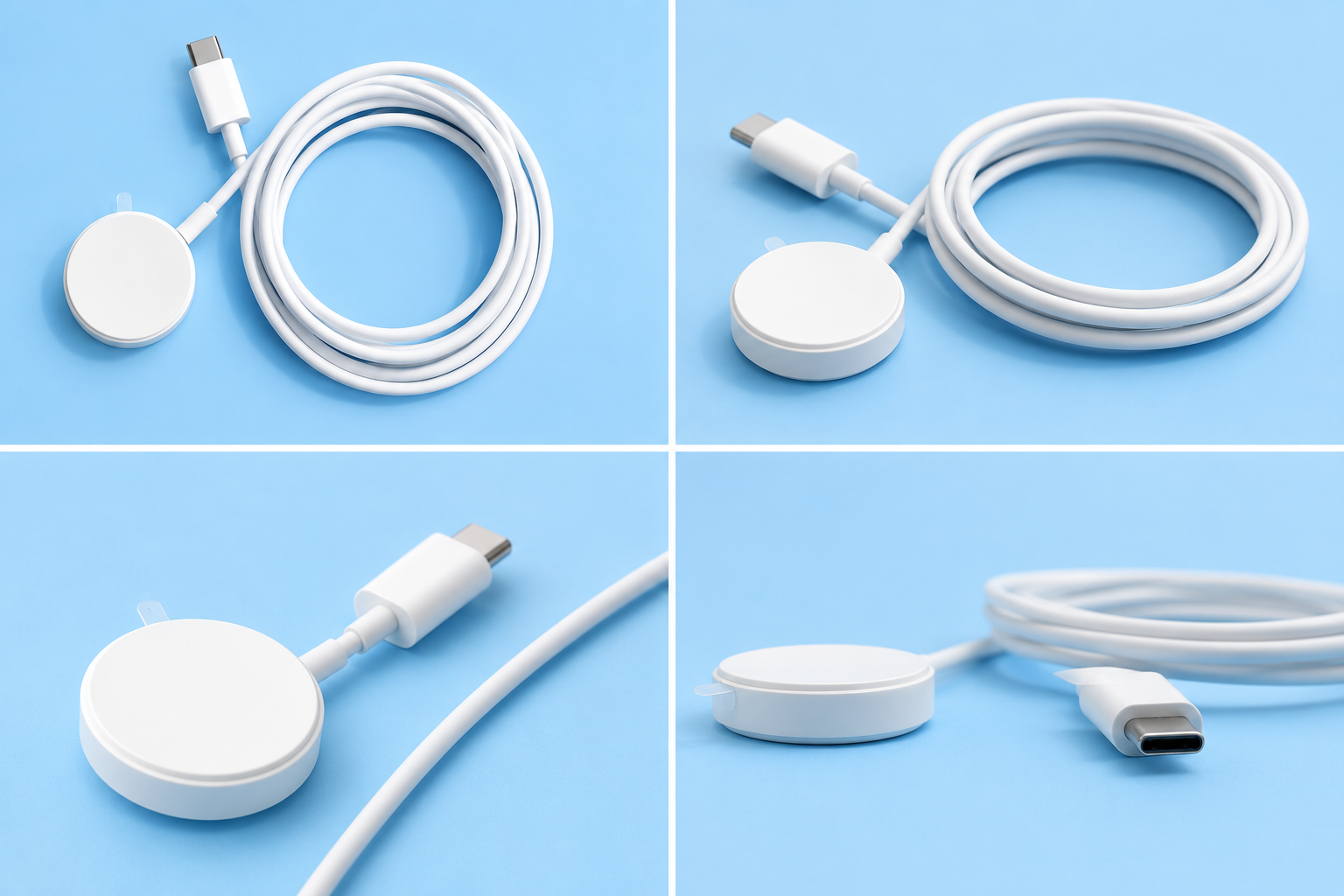 MAGNETIC SMART WATCH CHARGER WITH CHARGING CABLE - WHITE EDITION