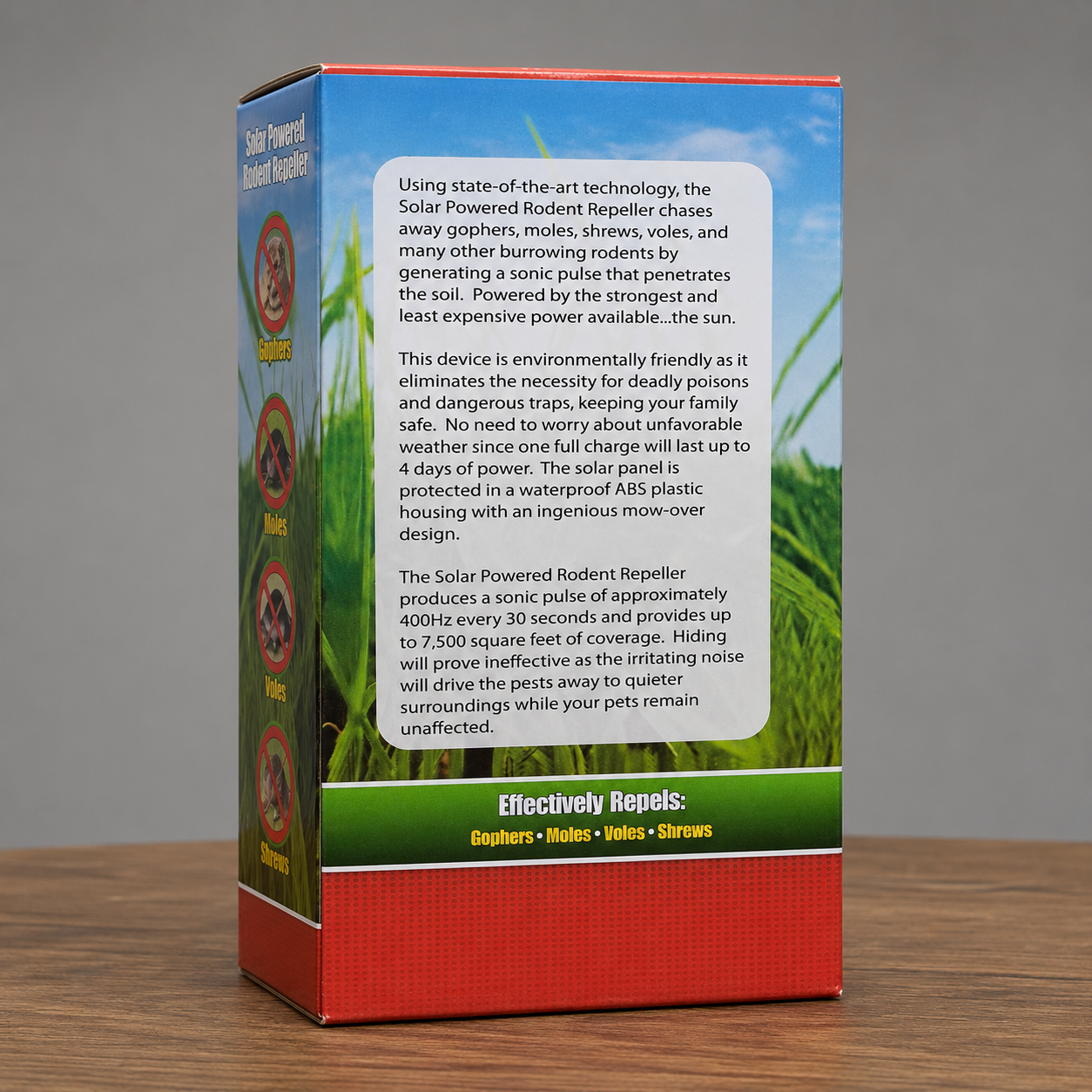 SOLAR POWERED SONIC PULSE REPELS : GOPHERS,MOLES, VOLES, SHREWS