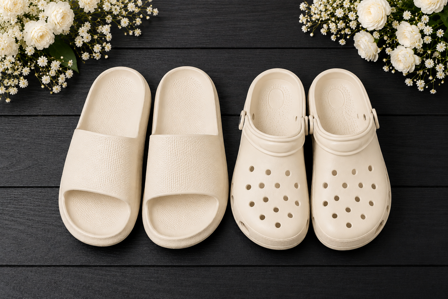 CROCS & SLIDERS - PACK OF 2 IN 1 - ORANGE/BLACK/OFF-WHITE
